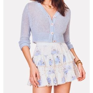 Blue Floral Ruffle Skirt size small